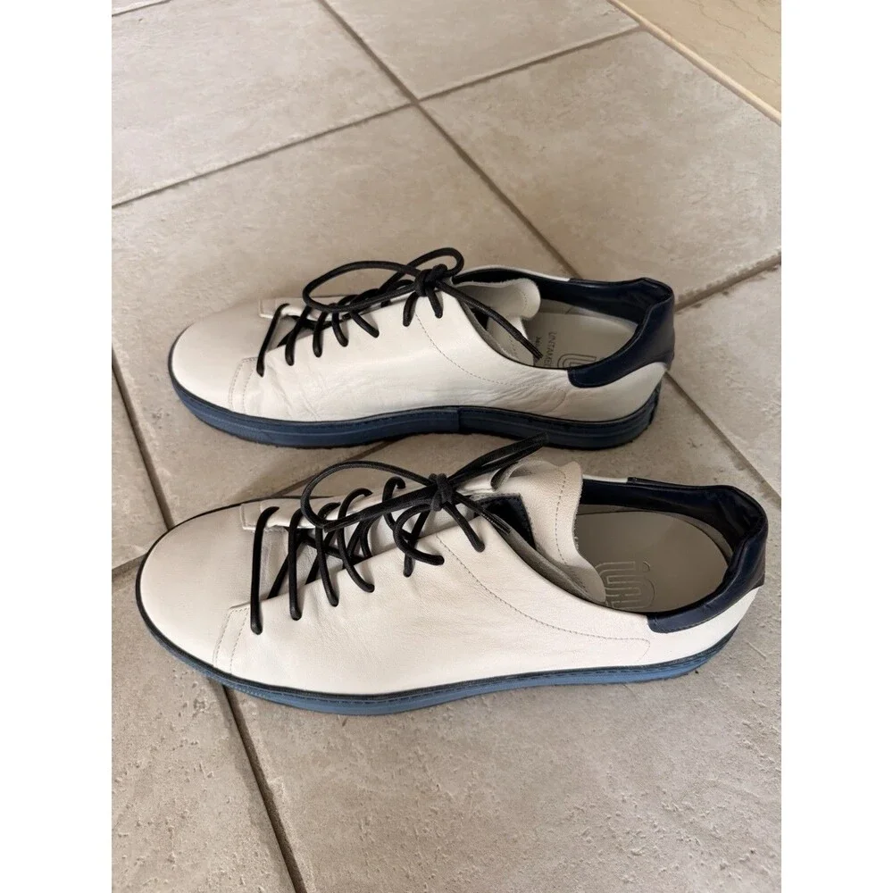 UNTAMED STREET HAYES Men’s 45 White Blue Leather Sneakers Made in Italy